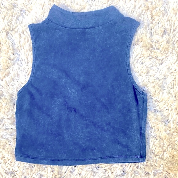 Poof! Tops - Sleeveless Blue Mock Neck Top, M